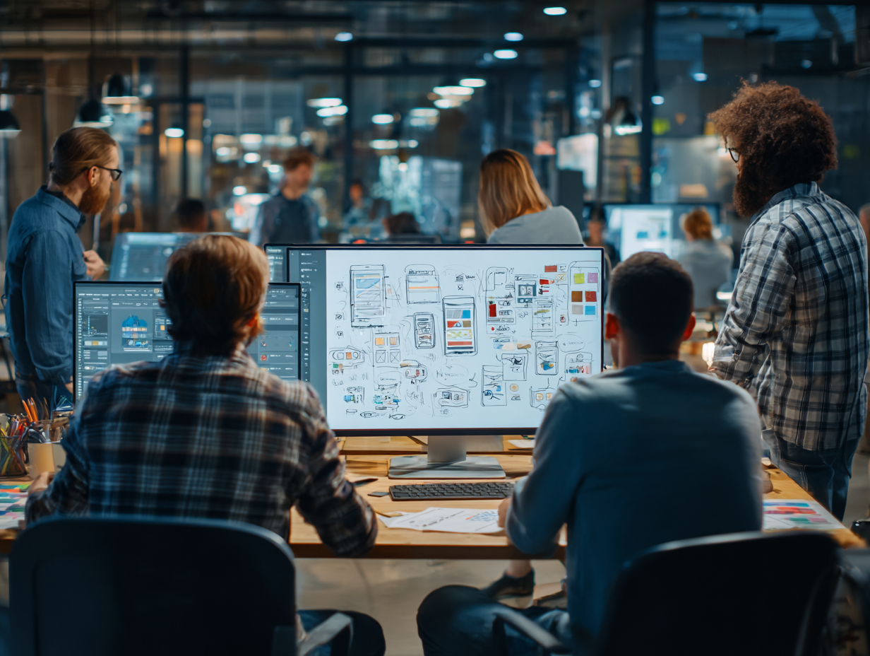 UX researchers reviewing wireframes for mobile app optimisation